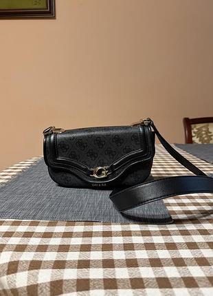 Сумка для жінок guess чорна з монограмою