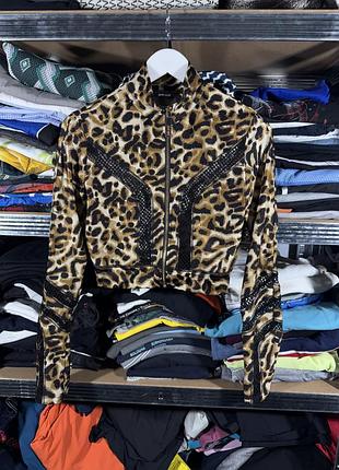 Just cavalli leopard print full zip short light jacket m size