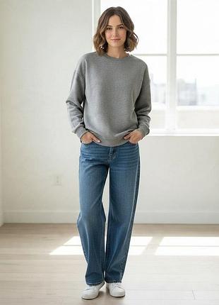 Женский свитшот ootd на флисе серый оверсайз, m