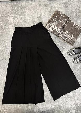 Черные широкие кюлоты-юбка, штаны широкие zara