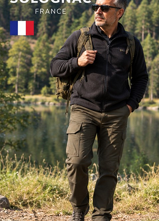 Чоловічі штани solognac франція 🇫🇷 для полювання, риболовлі та туризму, карго хакі
