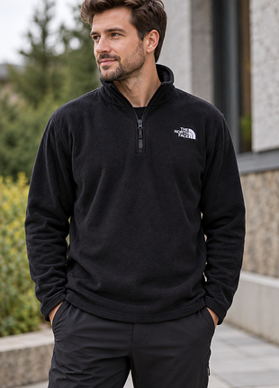 Мужская флиска толстовка the north face черная на молнии р.l