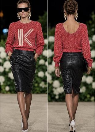 Жіночий меланжевий вовняний светр із глибоким вирізом на спині kenzo