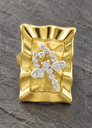 Каблучка 'vogue' фіаніт (позолота 14k (лимонна)) — розмір каблучки 18 з медичного сплаву 16