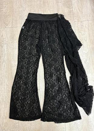 Штани з мереживом довгі goth, gotic, y2k, opium