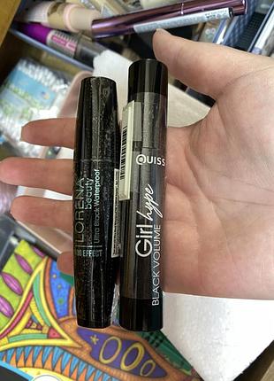 Туш для вій lorena beauty ultra black waterproof та quiss girl hype black volume