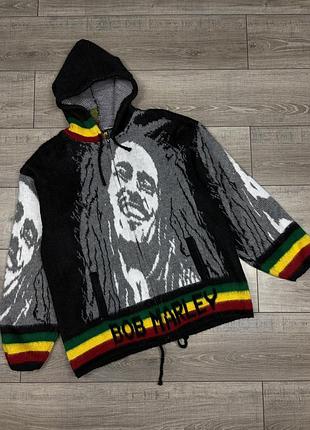 Вінтажний вовняний светр на молнії кардиган bob marley wool full zip 90s