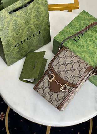 Сумка жіноча gucci коричнева 11.5 х 18 х 5 см