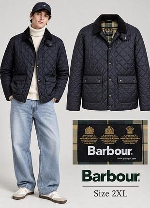 Мужская стёганая куртка barbour, оригинал, 2xl / xxl, тёмно-синяя