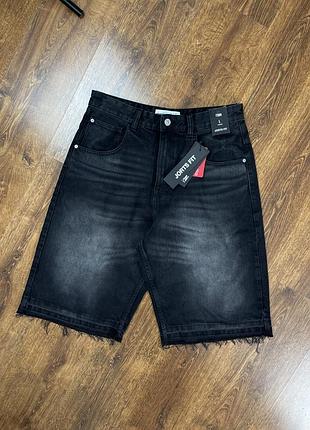 2473 / чорні джинсові баггі шорти fsbn jorts fit, оверсайз, широкі, багги шорты