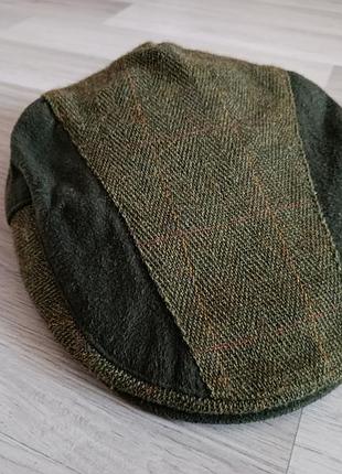 Класична чоловіча твідова плоска кепка (англійський картуз / flat cap) derby tweed або british wool flat cap