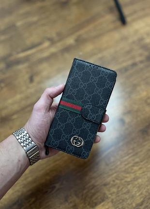 2474 / чорний - графітовий чехол книжечка gucci monograme iphone 11 pro max