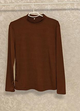 Шоколадный, коричневый гольф, водолазка с легким утеплителем, l-xl