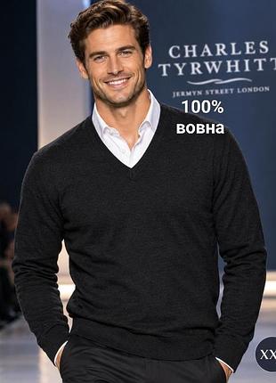 Чоловічий вовняний джемпер charles tyrwhitt сірого кольору, розмір xxl (100% merino wool)