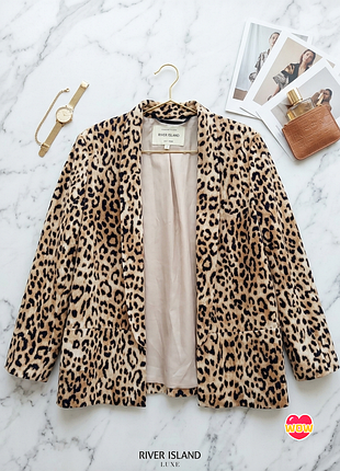 Леопардовый жакет с карманами от river island