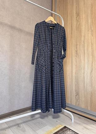 Сукня міді жіноча must have в клітинку синя 36 (xs-s)