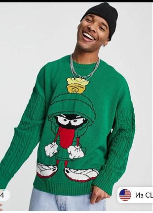 Свитер мужской бренда asos design с крупным принтом персонажа мультсериала looney tunes ✨