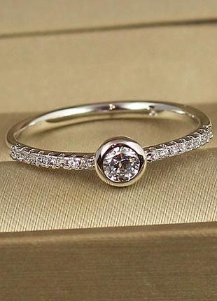 Кольцо xuping jewelry дорожка с камнем в ободке серебристое