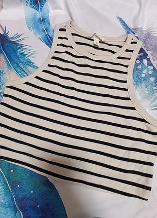 Котонова майка топ у смужку h&m розмір л