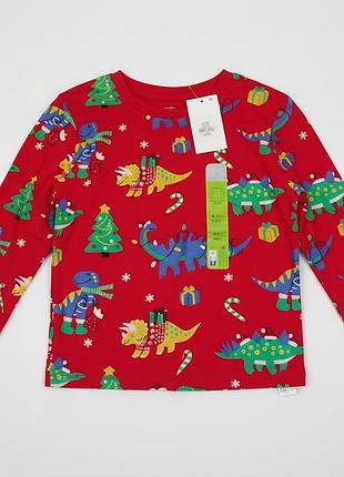 Детская новогодняя пижамная кофта с принтом динозавров (primark), 4-5 лет, 110 см