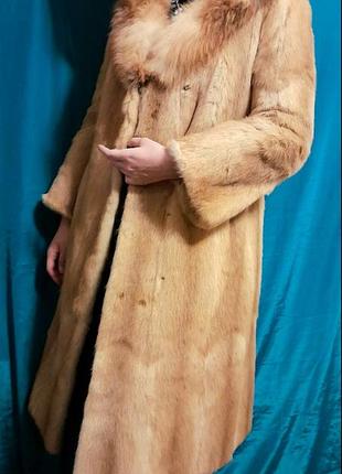 Шуба норковая pelzmodelle r. pospischek & co. натуральный мех манто длинное  с лисицей европейский элитный винтаж 3