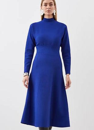 Трикотажное синее платье миди karen millen premium