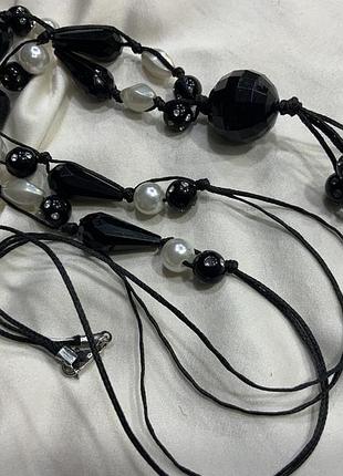 🖤✨ стильное длинное ожерелье сотуар монохром стразы европейский винтаж mid-century ✨🖤