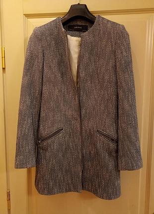 Піджак жіночий zara basic подовжений, розмір s, кашка з темно-синього і білого кольорів