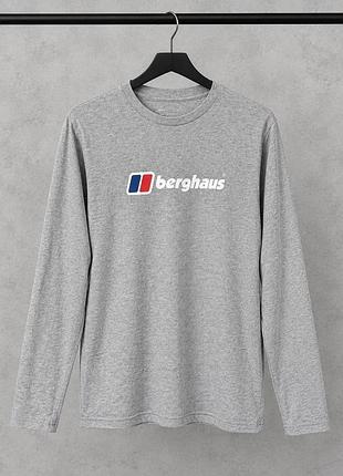 Лонгслів berghaus сірий бавовняний l з логотипом