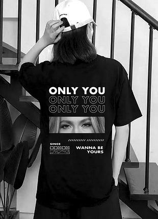 Футболка з принтом only you з вашим фото (f0111)