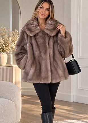 Розкішна коротка шуба astraka made in england, сіро-коричневий відтінок