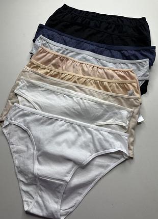Лот n4  комплект трусиків бавовна сліпи primark - чорний, стній сірий, бежевий, молочний білий , рр s