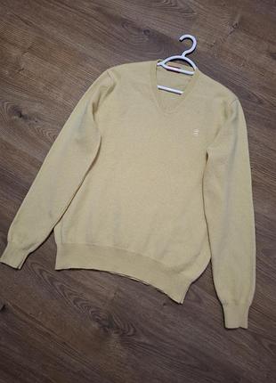 Джемпер чоловічий pringle of scotland з v-подібним вирізом, 100% lambswool, лимонний