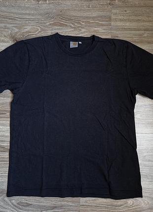 Carhartt wip t-shirt чорна футболка кархарт кархартт базова з логотипом на рукаві розмір l xl хл л чорна оверсайз workwear streetwear оригінал якісна