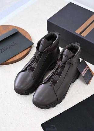 Чоловічі кросівки черевики з натуральної шкіри та замші zegna