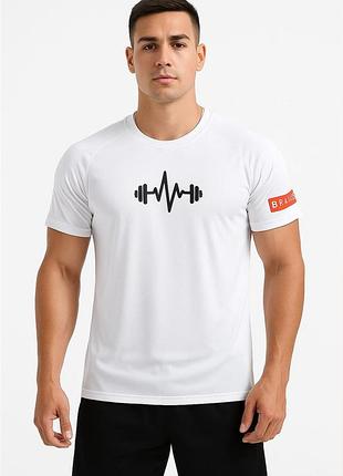 Спортивна футболка чоловіча гантель braving білий 5xl