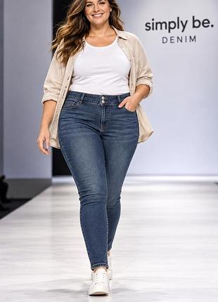 Джинси жіночі simply be сині xl-xxl бавовна стрейч коригуючі