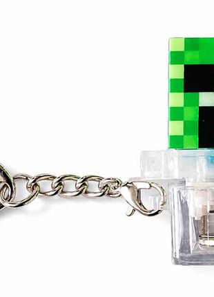 Брелок-антистрес кріпер minecraft — механічна кнопка-клікер з led-підсвіткою