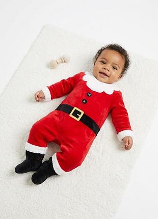 Детский новогодний человечек / слип санта клаус primark baby / 0–3 мес (62 см)