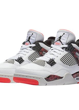 Кросівки чоловічі nike air jordan 4 retro білі, сірі та помаранчеві
