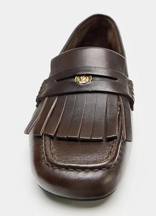 Лофери жіночі zara коричневі, шкіряні