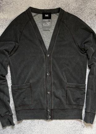 Кардиган светр d&g dolce & gabbana вінтажний трикотажний сірий m l it 50