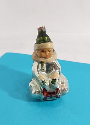 Елочная игрушка,  ссср,  мальчик на санках