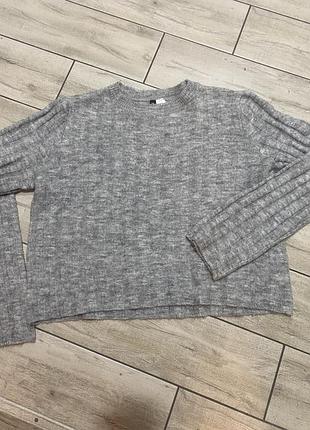 Светр вʼязаний сірий з додаванням вовни h&m розмір л