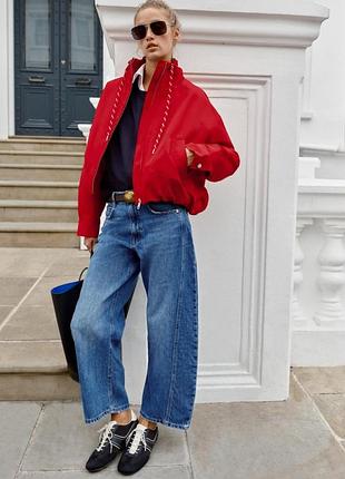 Утеплена стьобана куртка жіноча zara червона розмір m