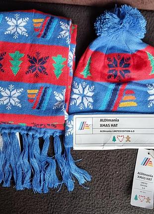 Шапка с шарфом, xmas scarf onesize, 2 комплекти