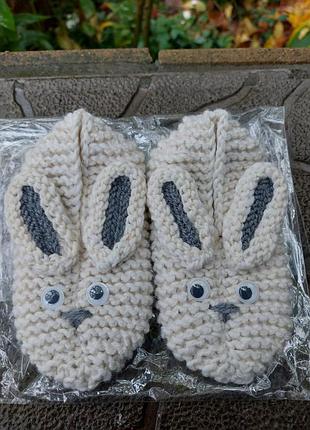 Тапочки шерстяные вязанные на размер 15-17 и на размер 16-18