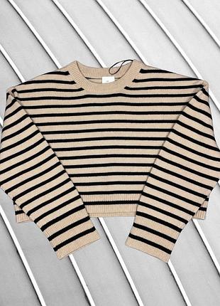 Женский свитер h&amp;m l xl eu 40 42692 12 14 ua 46 48 джемпер пуловер кофта оверсайз укороченный трикотажный верх джемпер свободного кроя