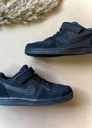 Кросівки дитячі для дівчинки nike court borough low 33 розмір устілка 20,5 см | чорні  шкіряні на липучках