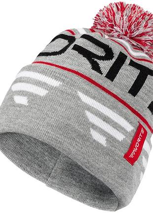 Шапка favorite pompoon hat 56 к:gray black logo